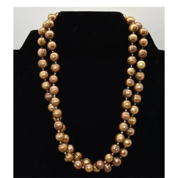 Lee Sands Freshwater Baroque Rust Pearls And Sterling Silver Necklaces 17"